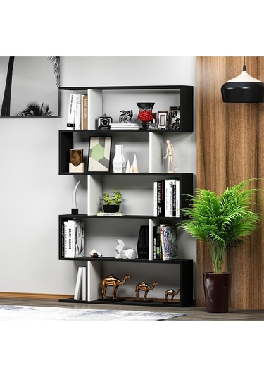 Core Kitaplık - Siyah / Parlak Beyaz