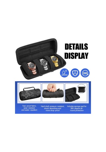 Vkemall Siyah 3 Konumlu Su Geçirmez, Basınç Ve Aşınmaya Dayanıklı Eva Saat Saklama Çantası