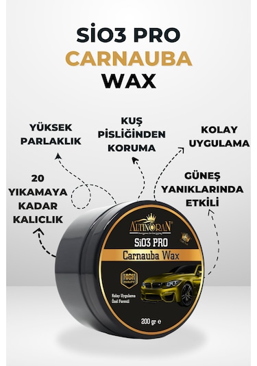 Altınoran Komple Araç Koruma Seti Sio3 Pro Seramik Wax 200gr + Torpido Ve Plastik Yenileyici 200ml