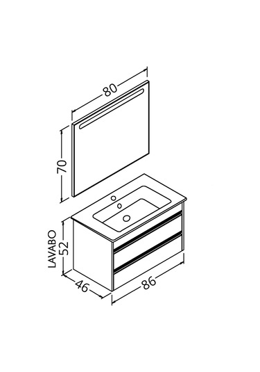 Levante 85 Cm Beyaz Lavabolu Banyo Dolabı Lvn Aynalı - Boy Dolap Hariç Beyaz