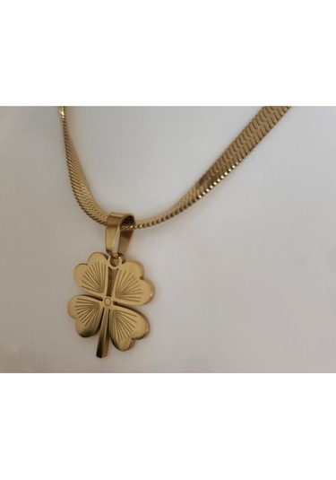 Uzel Çelik İtalyan Zincirli Kalp Yonca Kolye