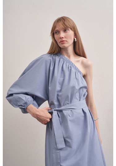 Mathilda Store Kadın Mavi Tek Kol Elbise Mavi