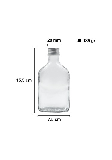 Afracam Cold Brew Yassı Şeffaf 200 ML Beyaz Kapaklı Cam Şişe 15 Adet