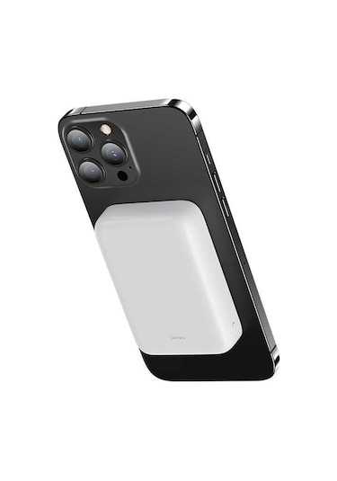 Benks MP03 10000 mAh Magsafe Magnetic Powerbank 10W Kablosuz Taşınabilir Hızlı Şarj Cihazı - ZORE-219875 Beyaz