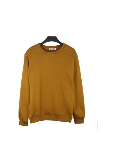 Dolıty Erkek Kadın Bisiklet Yaka Polar Kazak Düz Jumper Açık Kahverengi