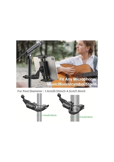 Honeybeeshop Yeni Tablet Tutucu Telefon Tutucu Black Mikrofon Standı Bariyer Ve Gidon İçin 4 7 İla 13 Inç Ekran