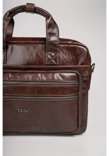 Ççs 71474 Hakiki Deri Evrak Çantası Kahve