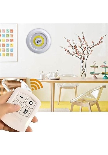 Büro Ev Ofis Yazlık İçin 3parça Pilli Kablosuz Uzaktan Kumanda Yapışor Led Spot Lamba Seti