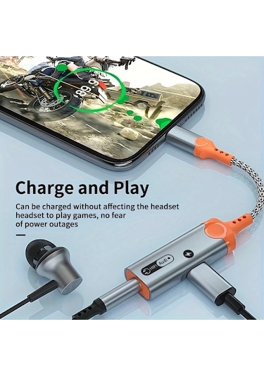 Boatshop1 Turuncu Type C Den 35mm Kulaklık Ve Şarj İkisi Bir Arada Dönüştürücü Dac Çip Pd 60w Hızlı Şarj Ses Kalitesi