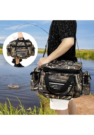 Büyük Kapasiteli Olta Takımı Çanta Su Geçirmez Olta-siyah