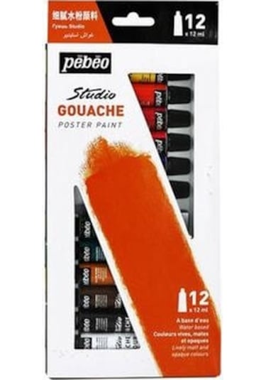 Pebeo 668300 Guaj Boya Tüp 12 ML 12 Li Set Çok Renkli