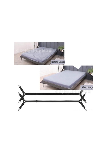 Ximistore9 Ev İçin Özelleştirilebilir Çarpraz Dikişli Yatakörtü Sabitleyici, Esnek Elastik Askı Klembi - Siyah 2 Adet Siyah