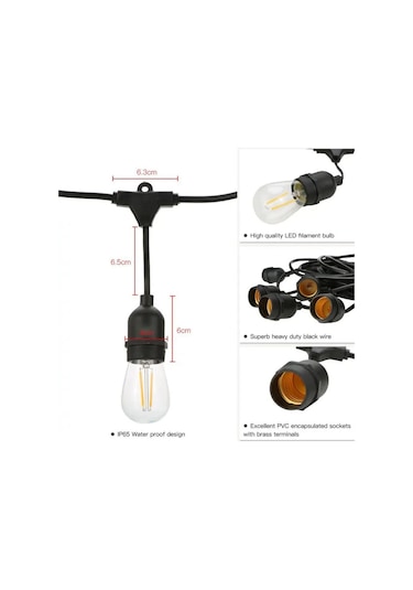 Forlife Güneş Enerjili Solar 5 Adet S14 Led Ampullü 5 Metre Led Işık Seti