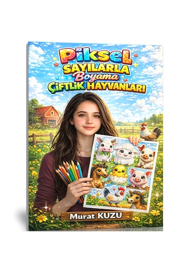 Piksel Sayılarla Boyama Çiftlik Hayvanları Tek Yüze Baskı