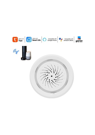 Novahub Akıllı Ev Alarm Siren - Wifi Bağlantılı, 100db Sesli Uyarı, Sıcaklık/nem Sensörlü, Tuya Uyumlu Beyaz, Küçük Boyutlu Beyaz
