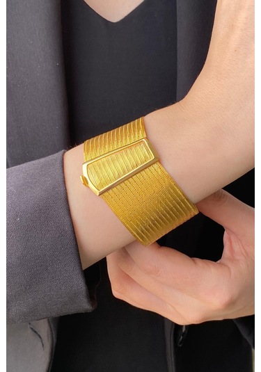 Zümrüt Sarraf 14 Ayar Altın Kadın Trabzon Hasır Bileklik Sarı Altın