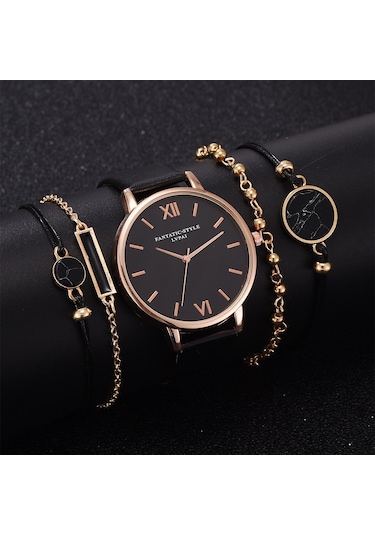Xindoker Kadınlar İçin Siyah Klasik Kol Saati + Bilezik Seti - Modern Tasarım, Dayanıklı Pu Kayış, Kol Saati Takımı Diğer