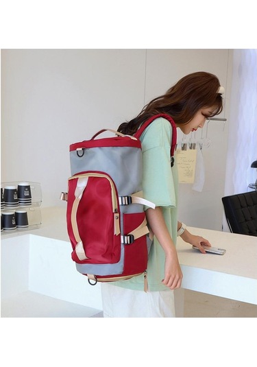 Siyah Seyahat Çantası Büyük Kapasiteli Çok Fonksiyonlu Taşınabilir Sırt Çantası Yuvarlak Kova Tek Omuz Sırt Çantası Eğitim Ve Spor Çantası