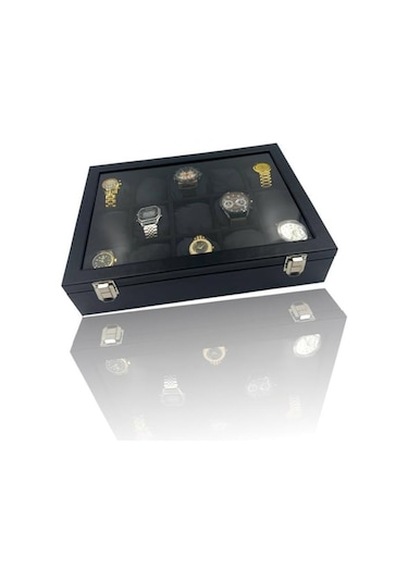 Richbo x 15'li Saat Kutusu Siyah/alcantara Süet