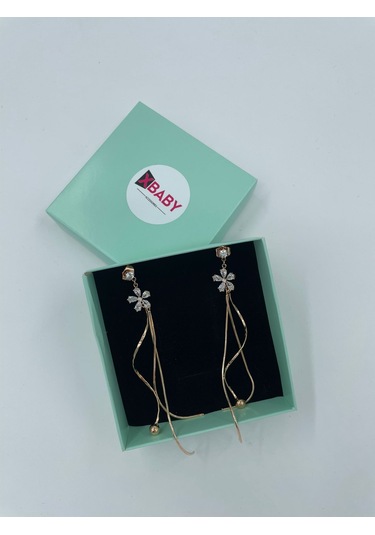 Xbaby Taşlı Papatya Rose Gold Sallanan Küpe Çok Renkli