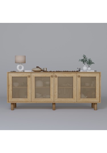 Bohem Serisi Natura Pvc Hasır Desen Ceviz - Meşe Konsol Safir Meşe