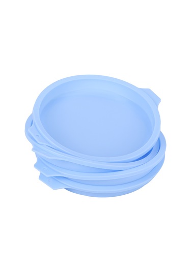 Shineyee 4'lü Mavi 8 İnç Gümüşe Silikon Kek Kalıbı - Fırın/mikrodalga Uyumlu, Yemek Dereceli, Kolay Çıkarım, Ev/firma Kullanıma Uygun Mavi