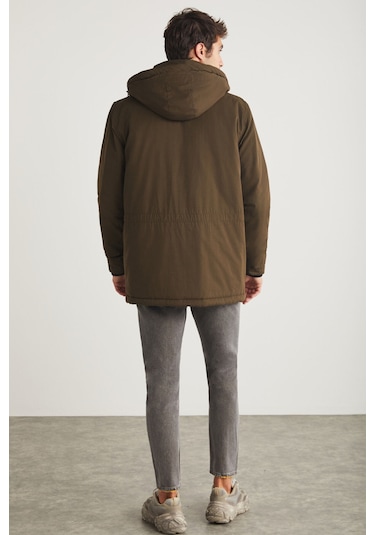 Gerardo Erkek Çok Kalın Su Ve Rüzgar Geçirmez Içi Astarlı Kapşonlu Outdoor Dış Giyim Haki Mont