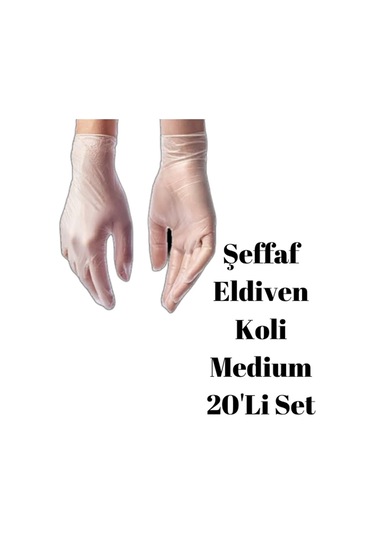 Şeffaf Pudrasız Vinil Muayene Eldiveni Pudrasız 100 Lük Medium Koli 20'li Set - 100