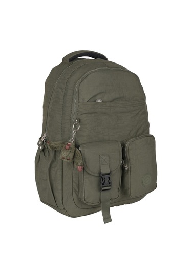 Relaxion Suya Dayanıklı Klinkır Kumaş 9 Bölmeli Geniş Hacimli Okul Günlük Spor Seyahat Sırt Çantası Haki