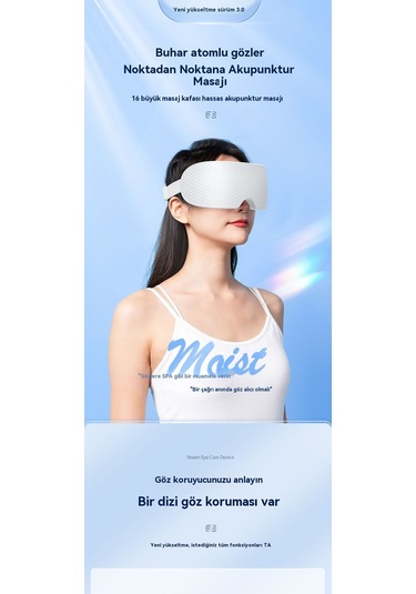 Jian Fan Buharlıgöz Masajı, Atomizyon, Göz Nemlendirici, Sıcak Kompres, Göz Maskesi, Şıllıgöz Göz Masajı, Çocuk Göz Gözü Kusarj Beyaz