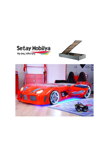 Setaymobilya Bazalı Arabalı Yatak , Audi V7 Full Led Bazalı Araba Yatak *Setay