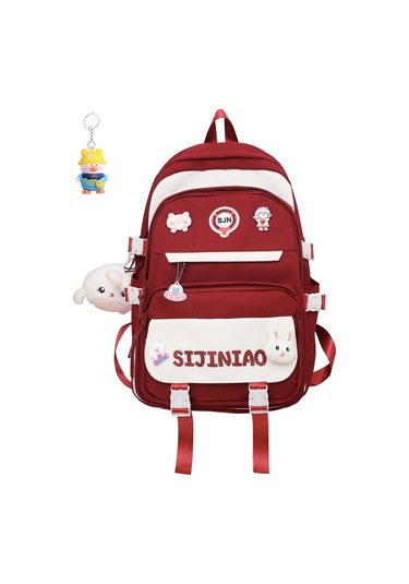 Genç Kızlar İçin Şık Ve Büyük Kapasiteli Okul Sırt Çantası Ortaokul, Lise Ve Üniversite Öğrencilerine Uygun Modeller Kirmizi