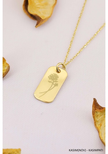 Doğum Çiçeği Kolye Doğum Ayı Çiçek Kolye Modeli 12 Ay Burç Kolye Turuncu