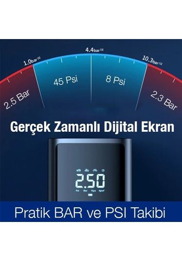 Enraco ST-9620B Dijital Led Işıklı Taşınabilir Şarjlı Araç Lastik Hava Şişirme Pompası