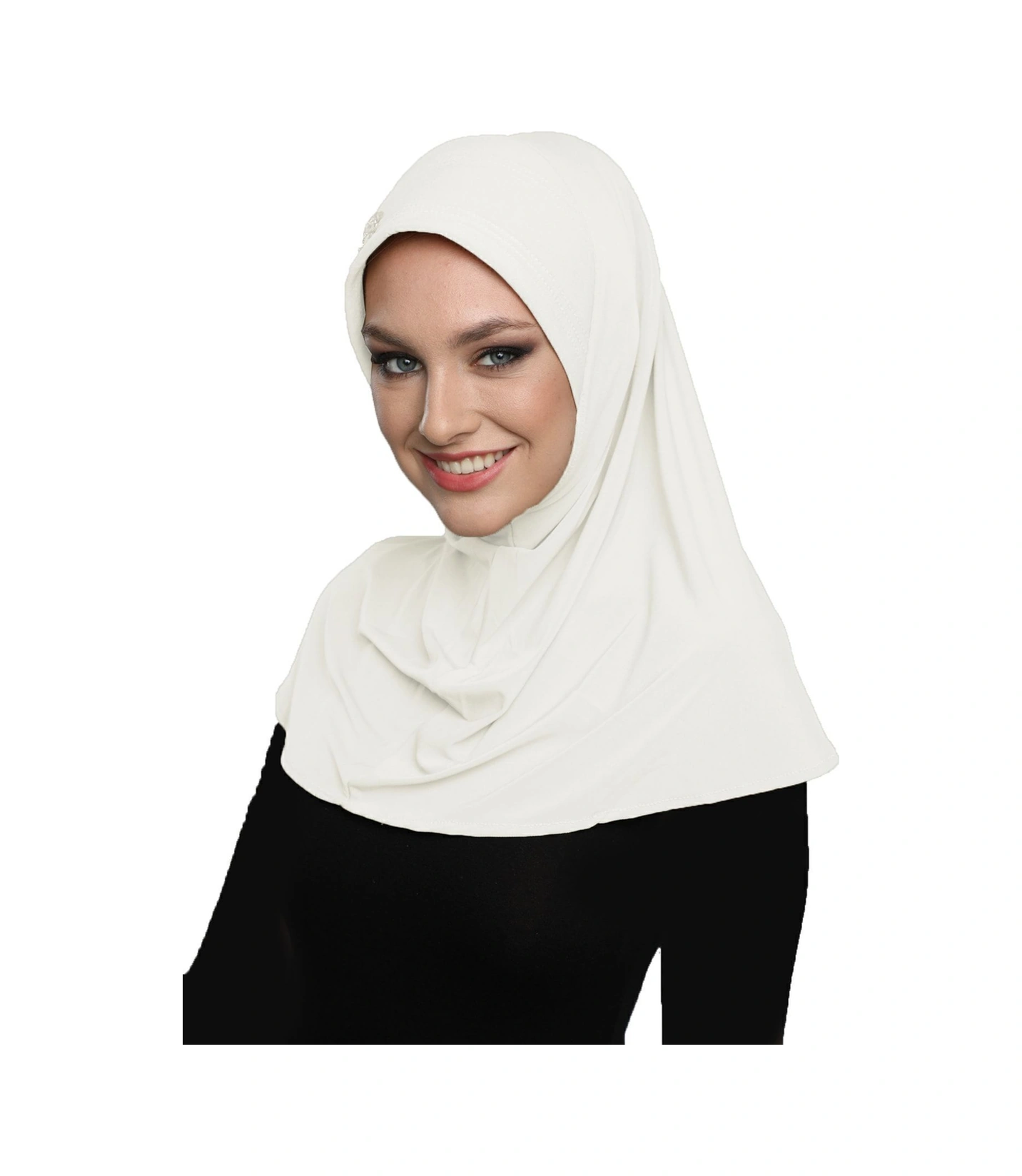 Takmatik Taşlı El Işi Boncuk Işlemeli Krem Hazır Türban Tesettür Bone Namaz Örtüsü Krem