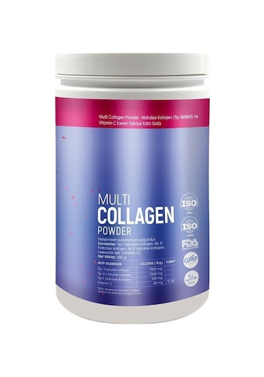 Voonka Multi Collagen Powder Hidrolize Kollajen Tip 1 2 3 Vitamin C 300 G