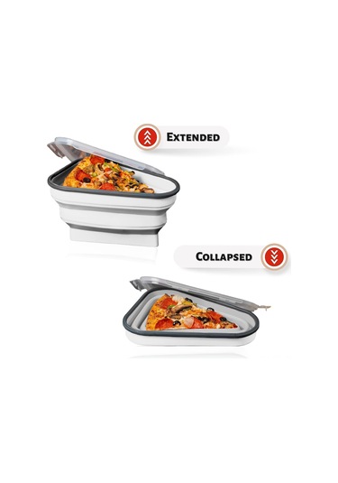 Padalink Yiyecek Grade Silikon Katlanabilir Pizza Depolama Kutusu - 5 Isıtma Tepsili, Mikrodalga & Bulaşık Makinesine Uygun, Leak-proof Beyaz Beyaz
