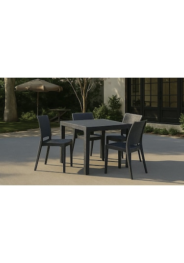 Rattan 80x80 4 Kişilik Bahçe&balkon Masa Takımı