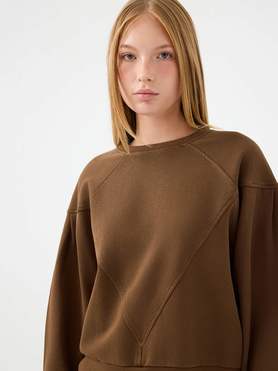 Loft Long Crop Kahverengi Kadın Sweatshirt Lf2041267 Kahverengi