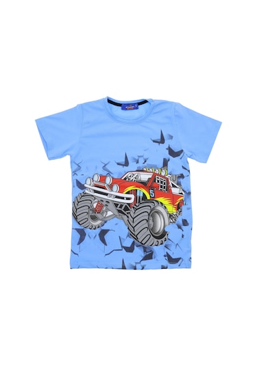 Crassi Erkek Çocuk T-shirt Arabalı Saks Mavi