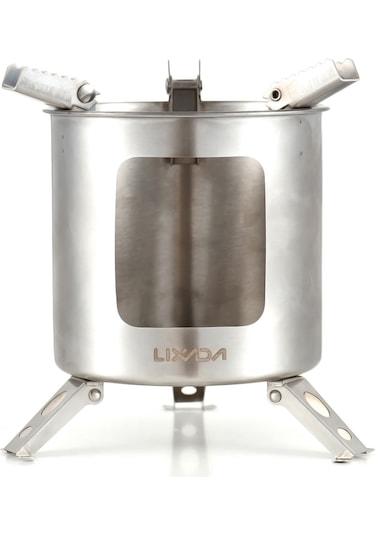 Paslanmaz Çelik Odun Sobası Katlanır Piknik Kamp Sobası Y29523 Gümüş Gümüş