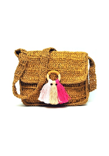 Handmade Rafya İp Tasarım Çanta Kahverengi