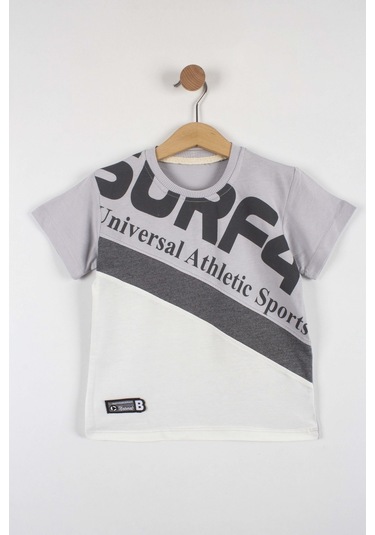 Erkek Çocuk Atletik Baskılı Şortlu Takım-6288-Gri