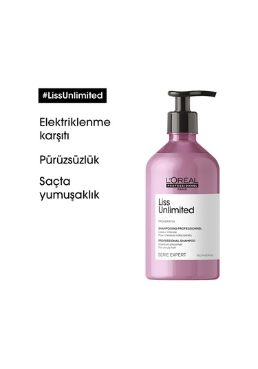L'Oréal Professionnel Serie Expert Liss Unlimited Elektriklenme Karşıtı Yumuşaklık Veren Şampuan 500 ML