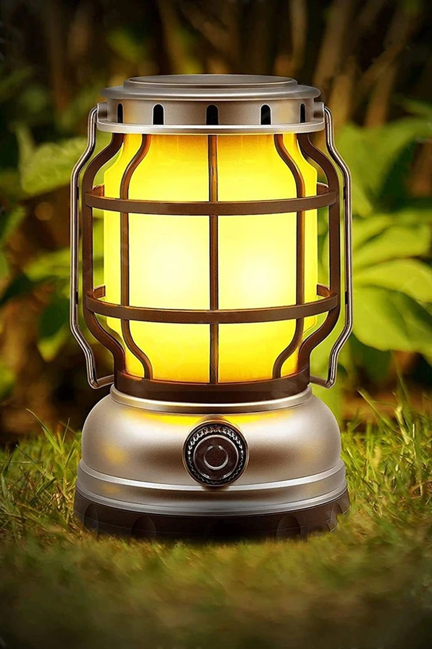 Güneş Enerjili Şarjlı Solar Kamp Lambası Ledli Su Geçirmez Asılabilir El Feneri Powerbank 1200 Mah