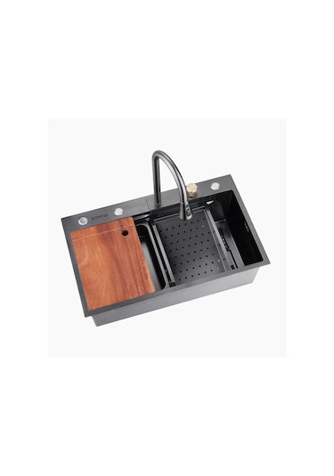 Krome Teknolojik Akıllı Eviye Seti Kombine Basic Nano Siyah Krm1010-Bl