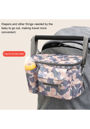 Vkemall Mavi Bebek Arabası Askılı Çantası - Çok Amaçlı Bebek Malzemeleri Depolama Torbası, Oxford Kumaş, Sıkıcı Tasarım Mavi