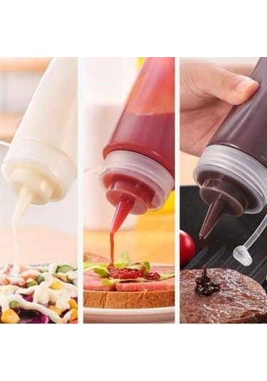 Seçkin Trend Şeffaf Kapaklı Sızdırmaz Yağlık Sosluk Şişesi Plastik Yağdanlık 400 Ml Ap-9028 Çok Renkli