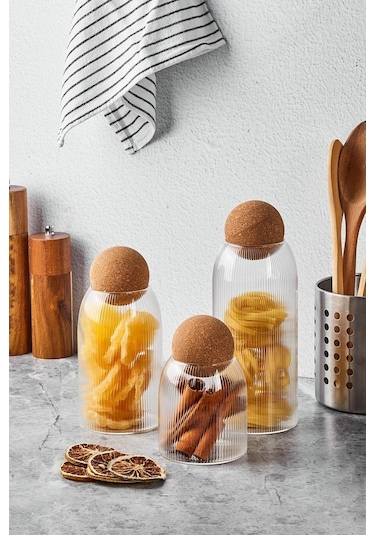 Perotti Kavanoz Seti 3 Lü Lanford 16780 Ahşap - Şeffaf