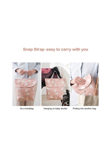 Pazly Büyük Kapasiteli Taşınabilir Bebek Bezi Çantası - Pratik Ve Şık Pembe Yıldız Desen Pembe